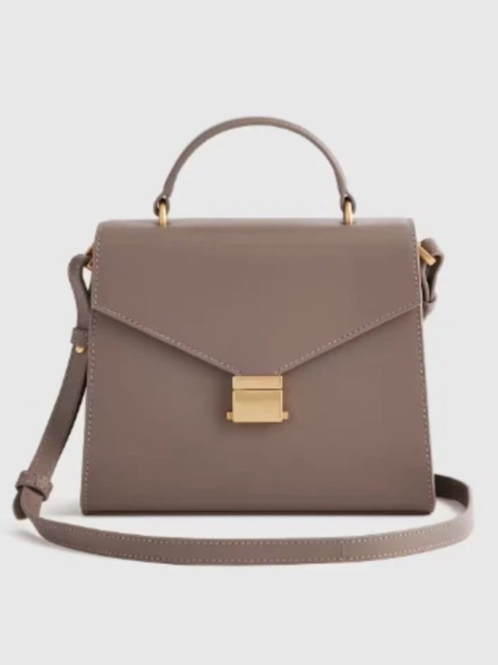 Quince Italian Leather Top Handle Crossbody Satchel Mink Grey NWT DISCONTINUED